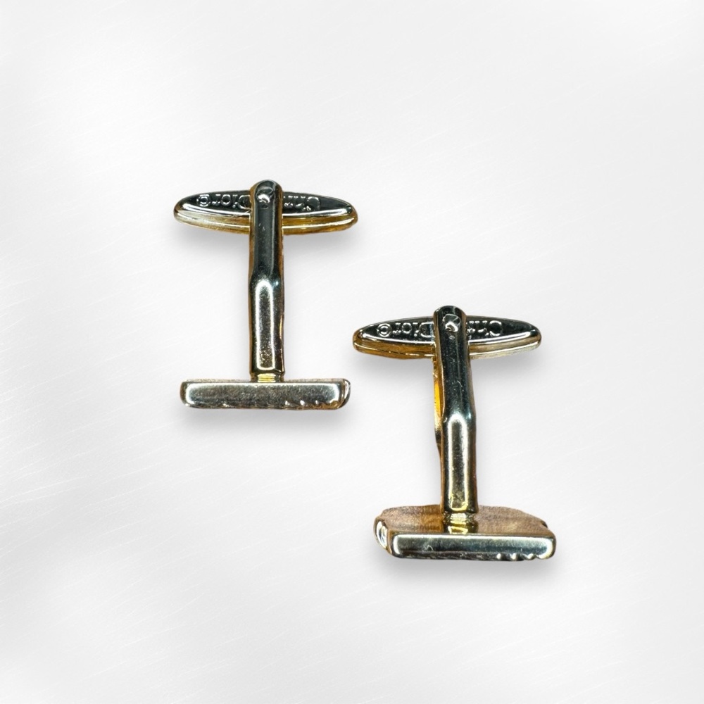 Christian Dior Vintage Cufflinks and Tie Bar / Money Clip Gold Silver & Black - Picture 6 of 14